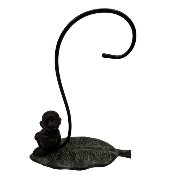 Cast Iron Monkey Leaf Banana Grape Holder Tail Hanging Hook Tropical Tiki Bar - Picture 1 of 9